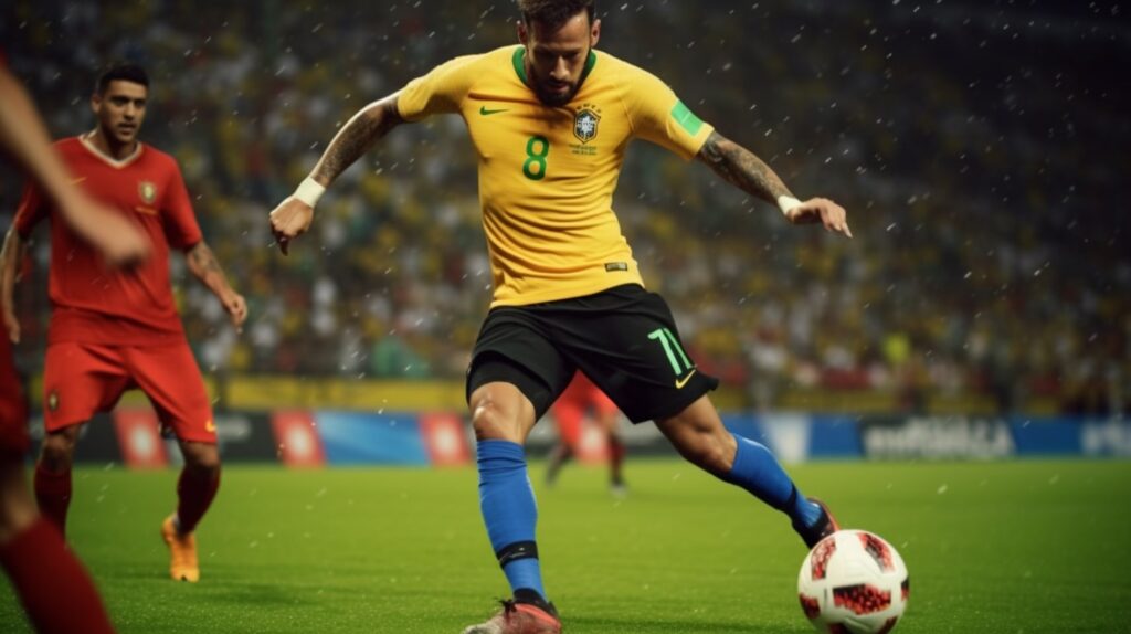 jogador de futebol brasileiro em ação