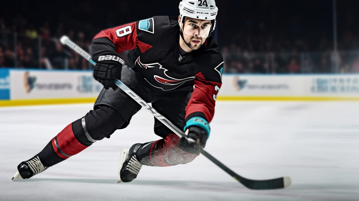 Jogador da Kraken NHL em ação Clássico de inverno 2024